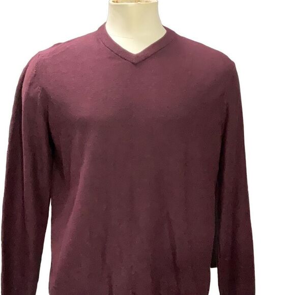 NWT Lachlan British Inspired Burgundy Cotton Sweater Long Sleeve V Neck Size L - Picture 2 of 5